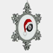 8-Ball Santa hat Funny kerst billiards snooker Tin Sneeuwvlok Ornament (Links)