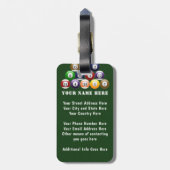 8-band rackbiljartballen met 8-bits balpool bagagelabel (Achterkant verticaal)