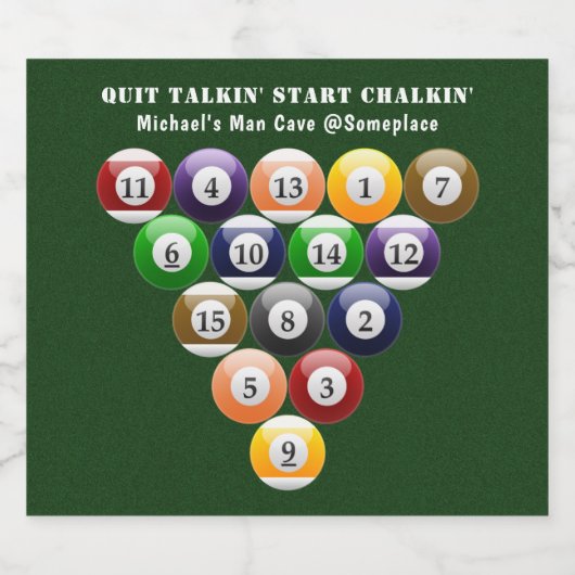 8-band rackbiljartballen met 8-bits balpool bier etiket (Enkel label)