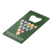 8-band rackbiljartballen met 8-bits balpool creditkaart flessenopener (Voorkant Gekanteld)