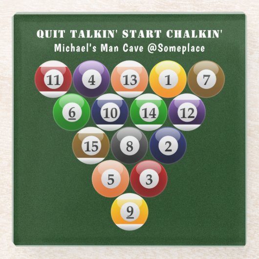 8-band rackbiljartballen met 8-bits balpool glazen onderzetter (Voorkant)