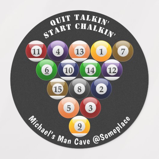 8-band rackbiljartballen met 8-bits balpool labels (Design 2)