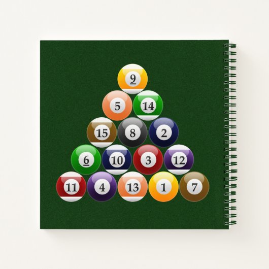 8-band rackbiljartballen met 8-bits balpool notitieboek (Achterkant)