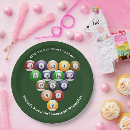 8-band rackbiljartballen met 8-bits balpool papieren bordje (Feest)