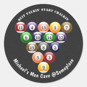 8-band rackbiljartballen met 8-bits balpool ronde sticker