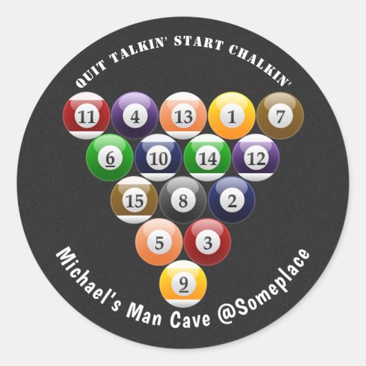 8-band rackbiljartballen met 8-bits balpool ronde sticker (Voorkant)