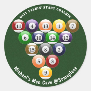 8-band rackbiljartballen met 8-bits balpool ronde sticker