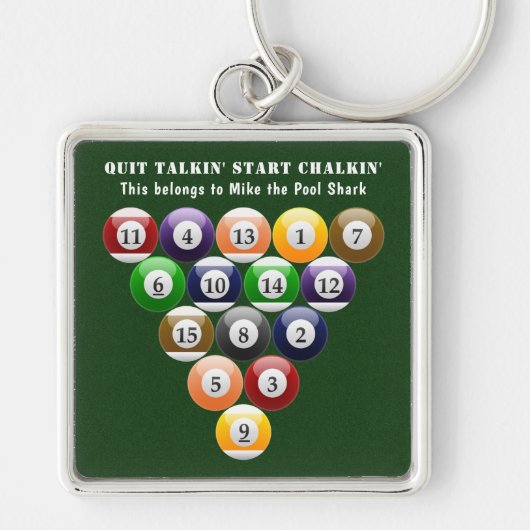 8-band rackbiljartballen met 8-bits balpool sleutelhanger (Voorkant)
