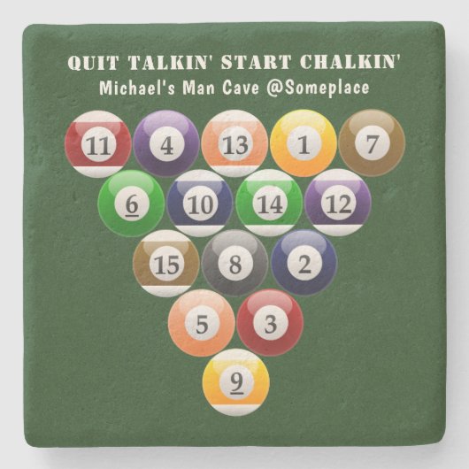 8-band rackbiljartballen met 8-bits balpool stenen onderzetter (Voorkant)