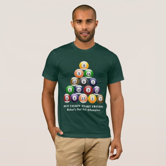8-band rackbiljartballen met 8-bits balpool t-shirt (Voorkant volledig)