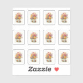 8 Beker van Bloemen Sticker (Vel)