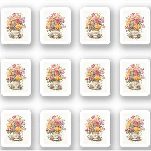 8 Beker van Bloemen Sticker (Voorkant)