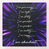 8 Bevestigingen voor overvloed en succes Glazen Onderzetter (Voorkant)