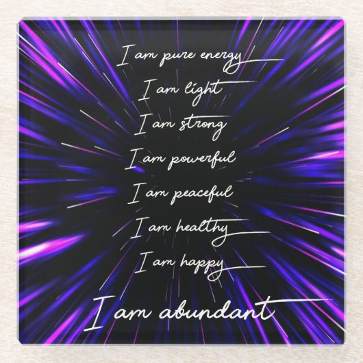 8 Bevestigingen voor overvloed en succes Glazen Onderzetter (Voorkant)