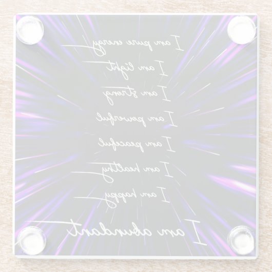 8 Bevestigingen voor overvloed en succes Glazen Onderzetter (Achterkant)