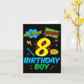 8 Birthday Boy Comic Cool 8th Bday Superhero Party Kaart (Gele Bloem)