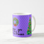 "8-bit Christmas" Pixel Coffee Mok (Paarse) (Voorkant rechts)