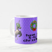 "8-bit Christmas" Pixel Coffee Mok (Paarse) (Voorkant links)
