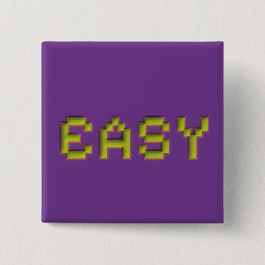 8-Bit EASY Vierkante Pin - Retro Paarse Gaming Toe Button 5,1 Cm (Voorkant)