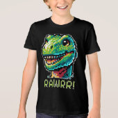 8-bit gaming Pixelated Dinosaur Art Paleontology Tri-Blend Shirt (Voorkant)