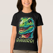 8-bit gaming Pixelated Dinosaur Art Paleontology Tri-Blend Shirt (Voorkant)