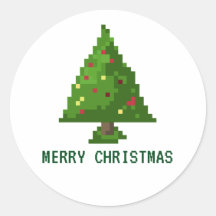 8-bit Geek Pixel Tree Christmas Holiday Stickers