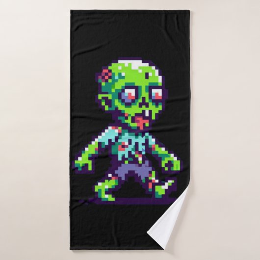 8-bit grappige zombie Halloween Badhanddoek (Badhanddoek)