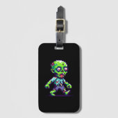 8-bit grappige zombie Halloween Bagagelabel (Voorkant (verticaal))
