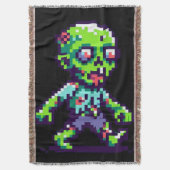 8-bit grappige zombie Halloween Deken (Voorkant Verticaal)