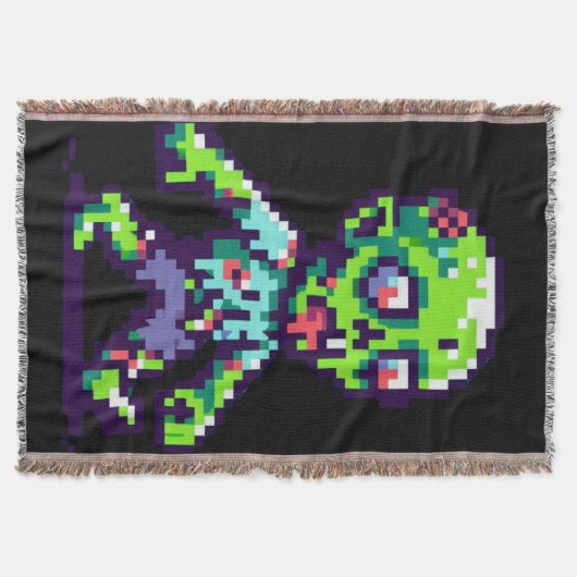 8-bit grappige zombie Halloween Deken (Voorkant)
