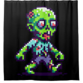 8-bit grappige zombie Halloween Douchegordijn (Voorkant)