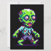 8-bit grappige zombie Halloween Feestdagenkaart (Voorkant)