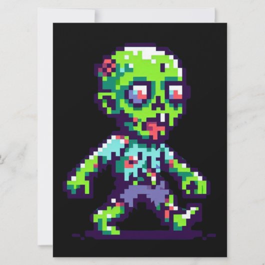 8-bit grappige zombie Halloween Feestdagenkaart (Voorkant)