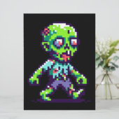 8-bit grappige zombie Halloween Feestdagenkaart (Staand voorkant)