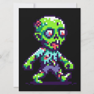 8-bit grappige zombie Halloween Feestdagenkaart