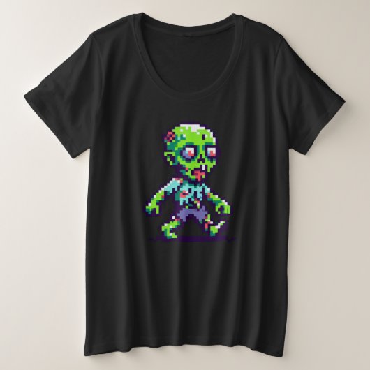 8-bit grappige zombie Halloween Grote Maat T-shirt (Design voorkant)