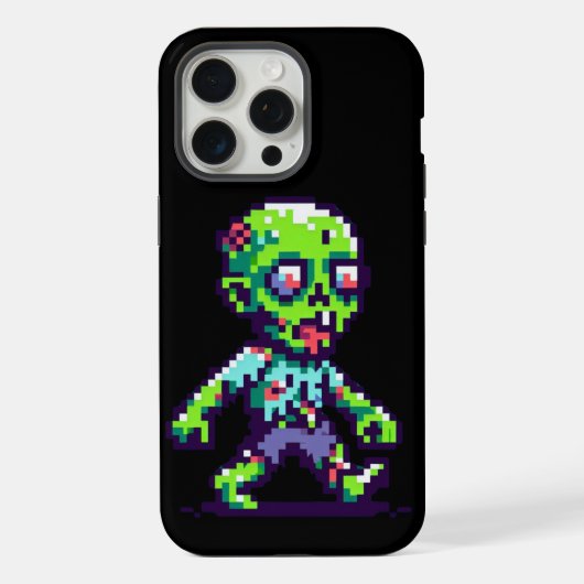 8-bit grappige zombie Halloween iPhone Hoesje (Achterkant)