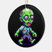 8-bit grappige zombie Halloween Keramisch Ornament (Links)