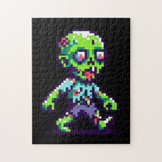 8-bit grappige zombie Halloween Legpuzzel (Verticaal)