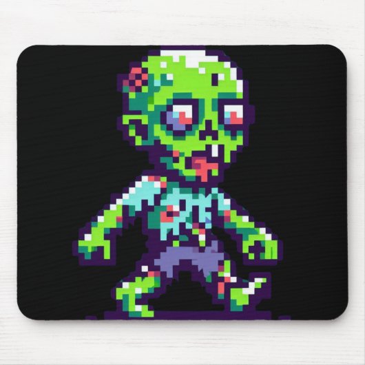 8-bit grappige zombie Halloween Muismat (Voorkant)