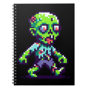 8-bit grappige zombie Halloween Notitieboek