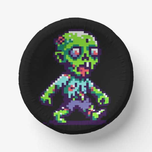 8-bit grappige zombie Halloween Papieren Kommen (Voorkant)