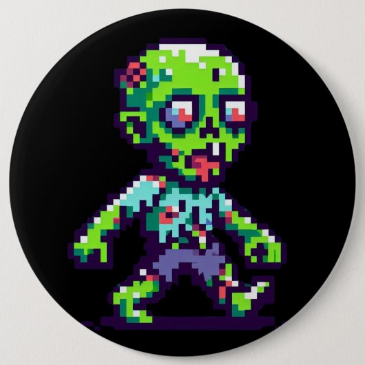 8-bit grappige zombie Halloween Ronde Button 6,0 Cm (Voorkant)
