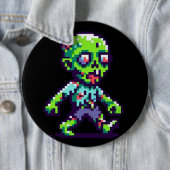 8-bit grappige zombie Halloween Ronde Button 6,0 Cm (In situ)