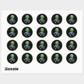 8-bit grappige zombie Halloween Ronde Sticker (Vel)