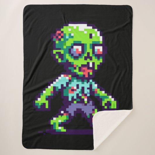 8-bit grappige zombie Halloween Sherpa Deken (Voorkant)