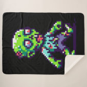 8-bit grappige zombie Halloween Sherpa Deken (Voorkant (horizontaal))