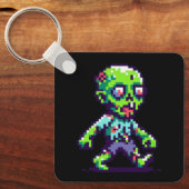 8-bit grappige zombie Halloween Sleutelhanger (Voorkant)