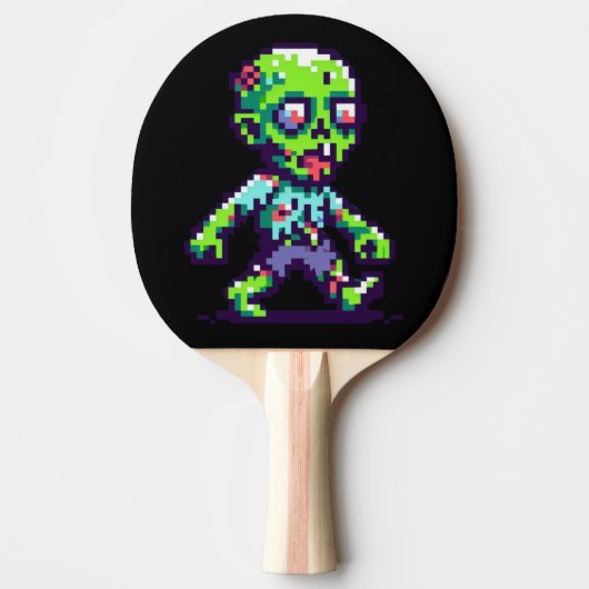 8-bit grappige zombie Halloween Tafeltennisbatje (Voorkant)