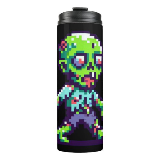 8-bit grappige zombie Halloween  Thermosbeker (Voorkant)